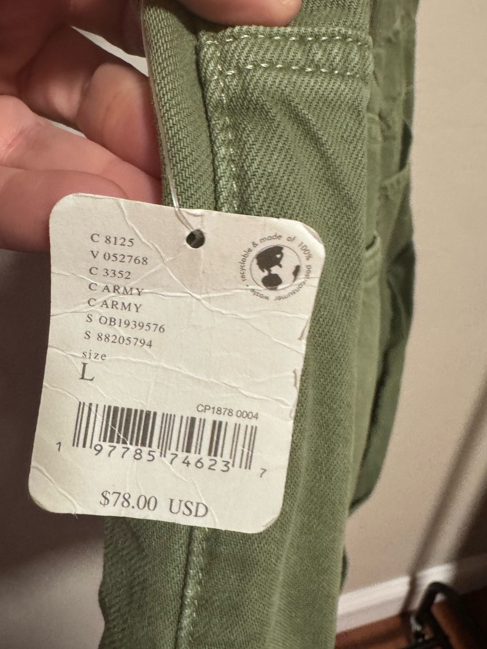 Free People We The Free Danni Shorts NWT Size L Army Green - Picture 6 of 8